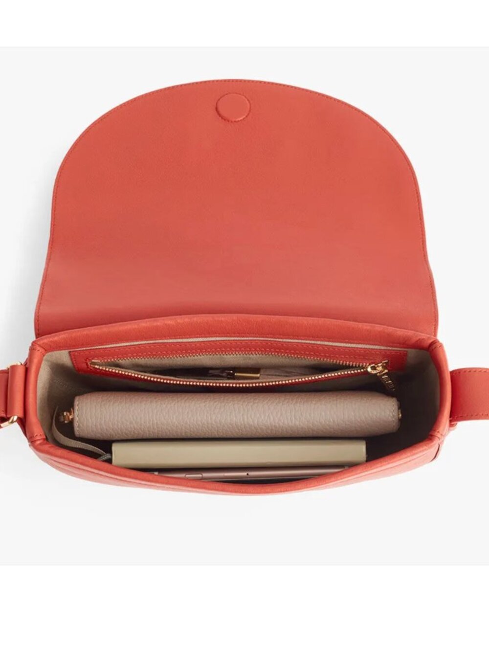 EUC Cuyana Half-Moon Shoulder Bag in Blood Orange - Picture 9 of 11